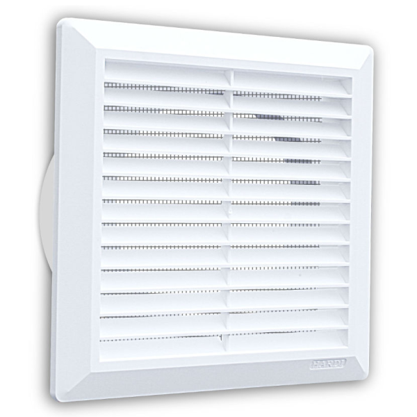 02600 / Стеновая решетка 200х200 мм + сетка + фланец d.150мм , HARDI