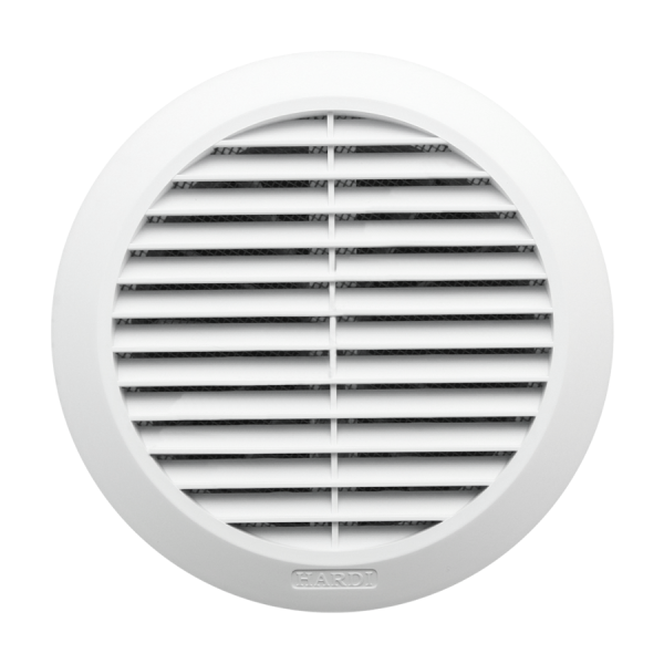 03502 / Круглая стеновая решетка d.100мм + сетка + фланец + внутр. жалюзи, HARDI