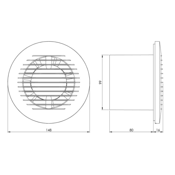 EA100 / Вентилятор кругл. EXTRA d.100mm на подшипниках, Europlast