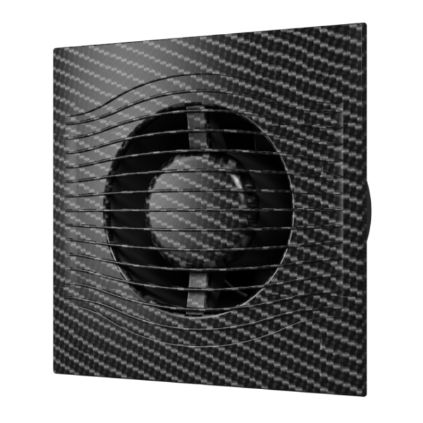SLIM 5C black carbon / Вентилятор осевой вытяжной с обратным клапаном d.125, декоративный DiCiTi
