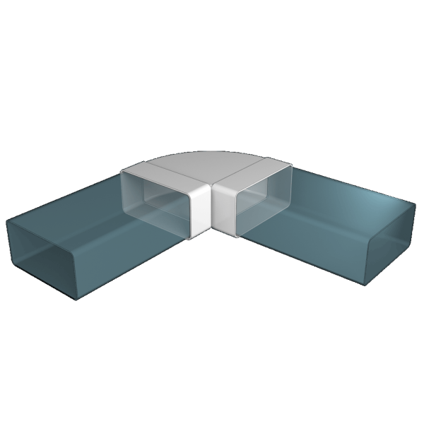 204*60 / Колено горизонтальное для плоских воздуховодов 604х204мм, ЭРА 620КГП