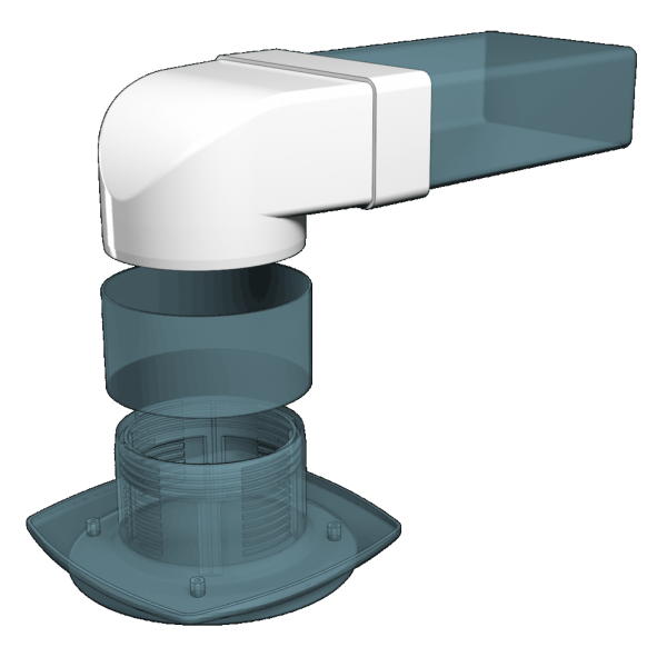 204*60 / Колено-переход для плоских воздуховодов 60х204 мм / d.125, ЭРА 620СК12,5КП / короб-труба