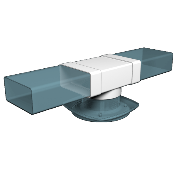 204*60 / Тройник-переход для плоских воздуховодов 60х204 мм / d.125мм, ЭРА 620ТФ12.5П