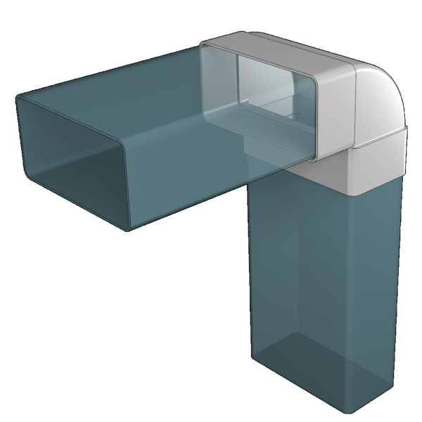 204*60 / Колено вертикальное для плоских воздуховодов 60х204 мм, ЭРА 620КВП